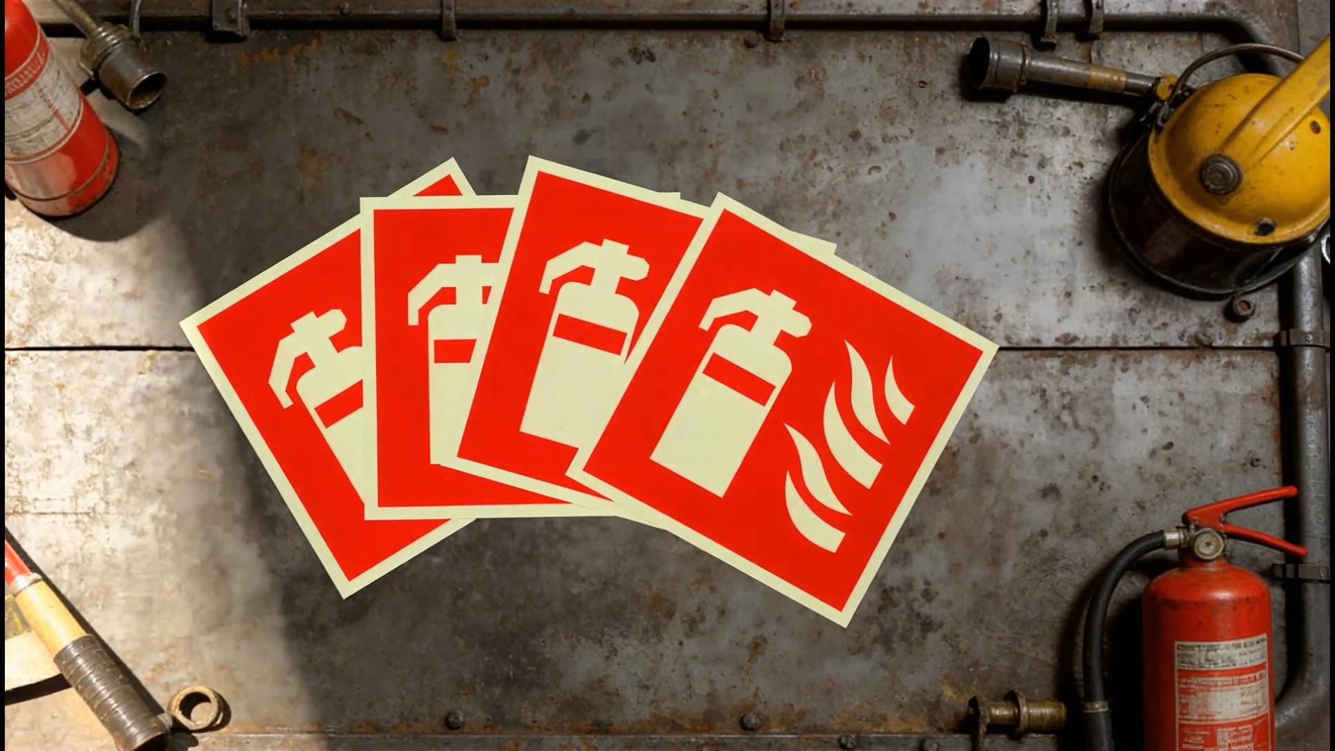 4er-Set Selbstklebende Feuerlöscher-Schilder 15x15 Cm – Wetterfest, Kratzfest, Für Haus, Büro & Krankenhaus