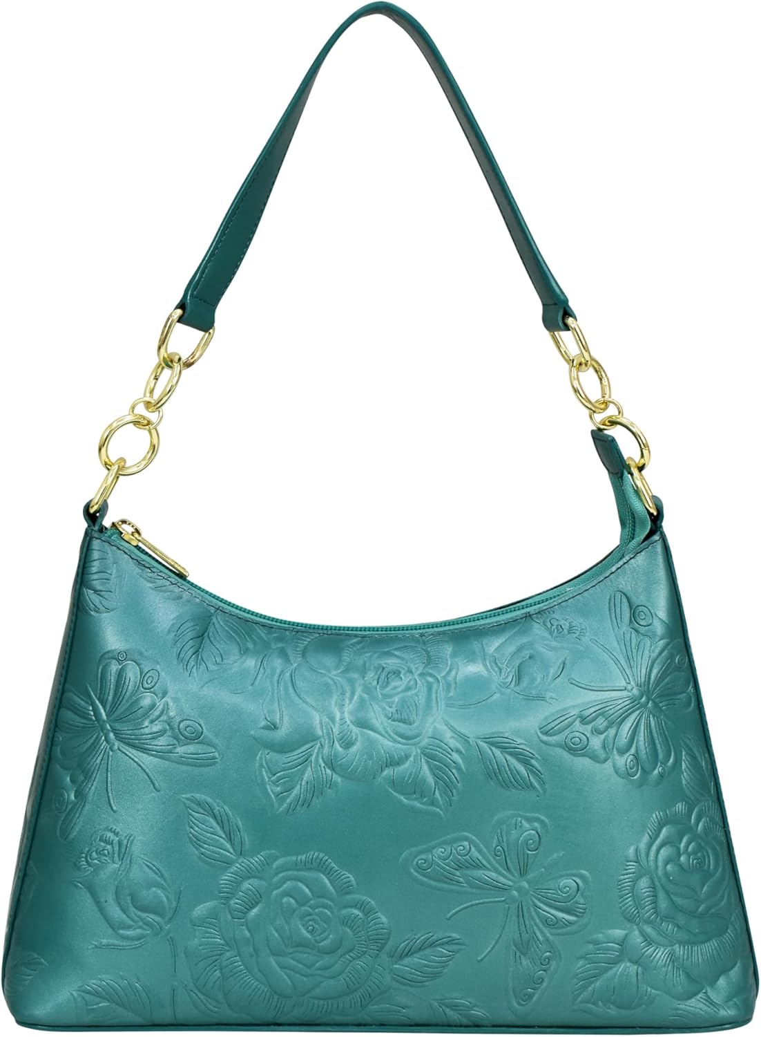 Anuschka Women's Original Hand-Painted Genuine Leather Hobo with Chain Strap