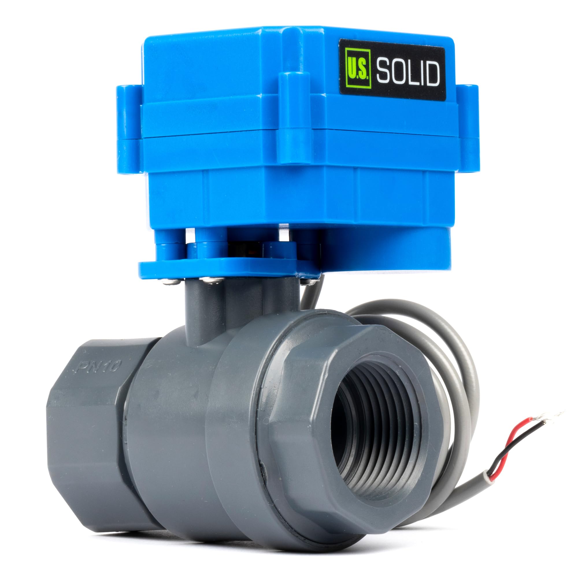 U.S. Solid 1" UPVC motorisiertes Kugelventil - Kunststoff-Elektrokugelventil mit vollem Durchgang, 2-Draht-Auto-Rückkehr, 9-36V AC/DC, Stromlos offen