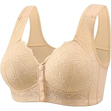 Bras for Older Women Upgrade Front Closure Full Coverage Cotton Underwear Push Up Gathering Vest Type Bra