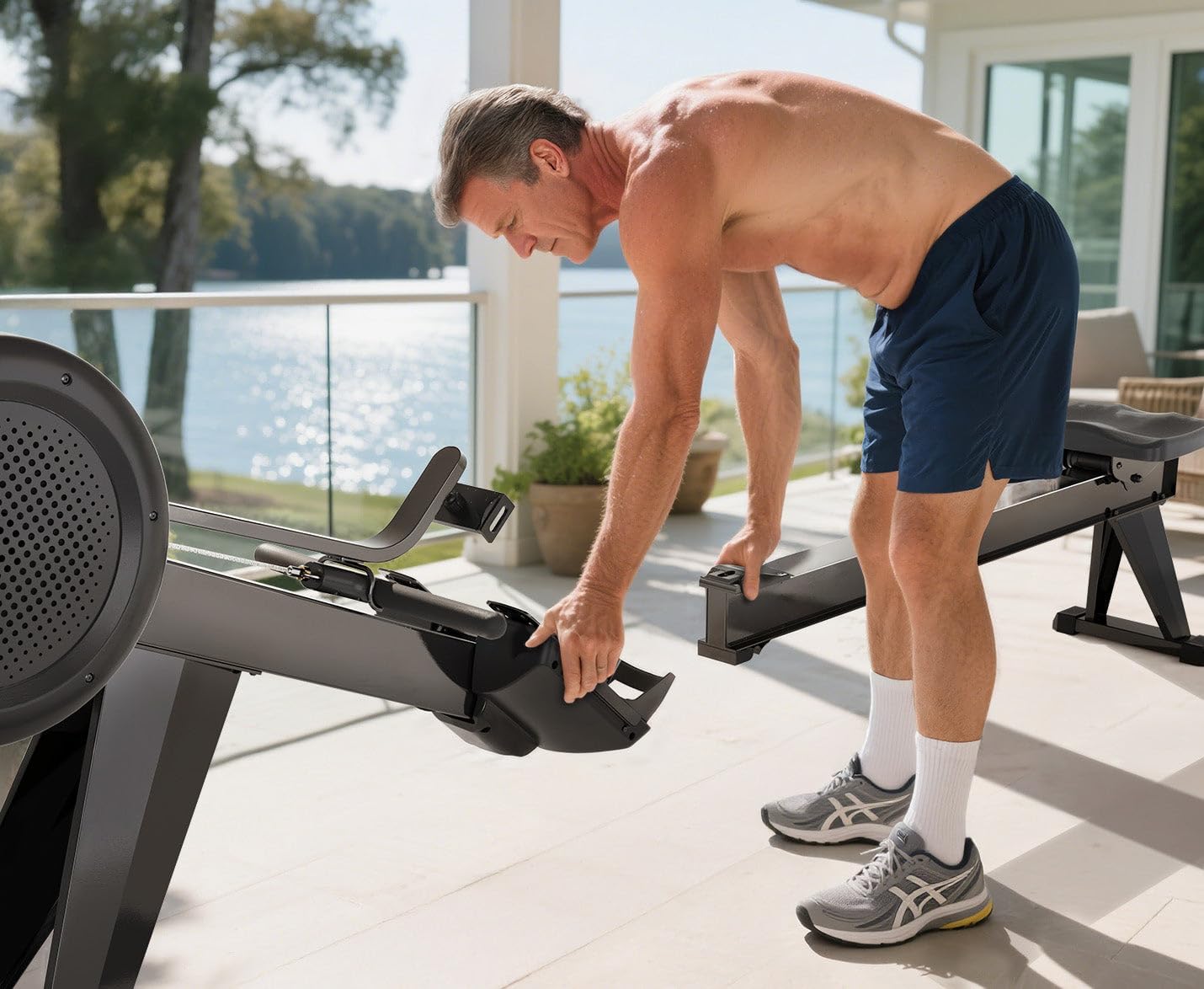 YOSUDA R2 Rowing Machine for Home, Professional Adjustable Air Resistance Rower Machines with Self-Powered Monitor, 53.7'' Row Rail, Ergonomic Comfort Seat, Easy Storage