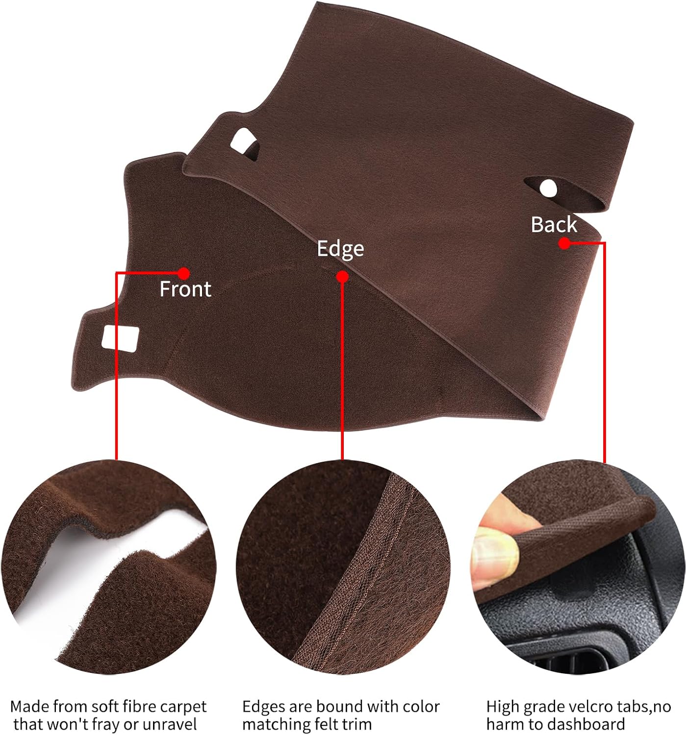 Dashboard Cover Dash Cover Mat Pad Fit for 2007-2014 Chevy Chevrolet Tahoe Suburban,2007-13 Chevy Avalanche Silverado 1500 2500 3500 LTZ/GMC Sierra SLT Denali,2007-14 GMC Yukon XL (Brown)