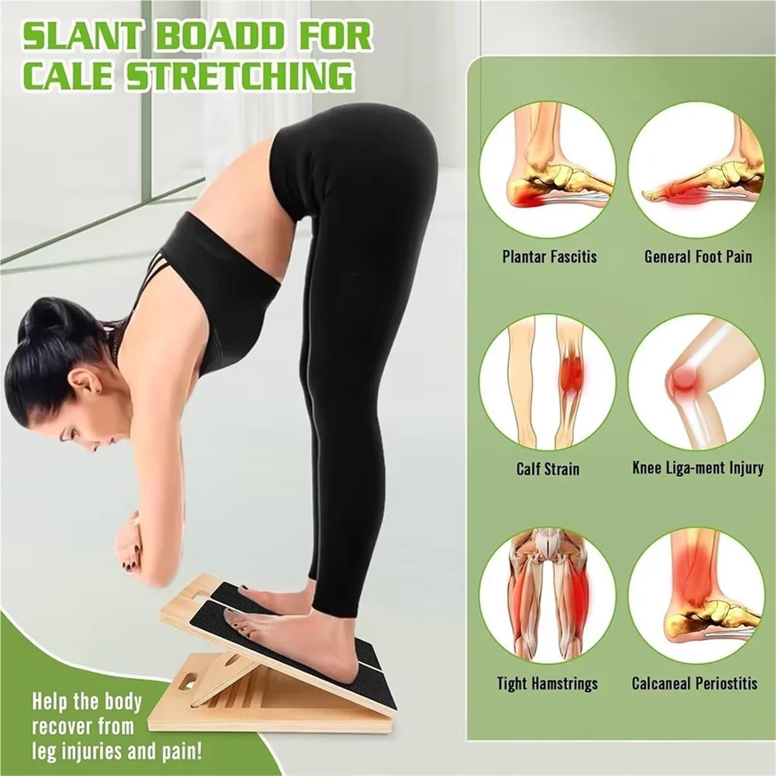 Bloque Yoga Tabla De Estiramiento Madera Profesional Inclinada Ajustable | Equipo Ejercicio Pantorrilla Antideslizante Portátil, Sentadilla