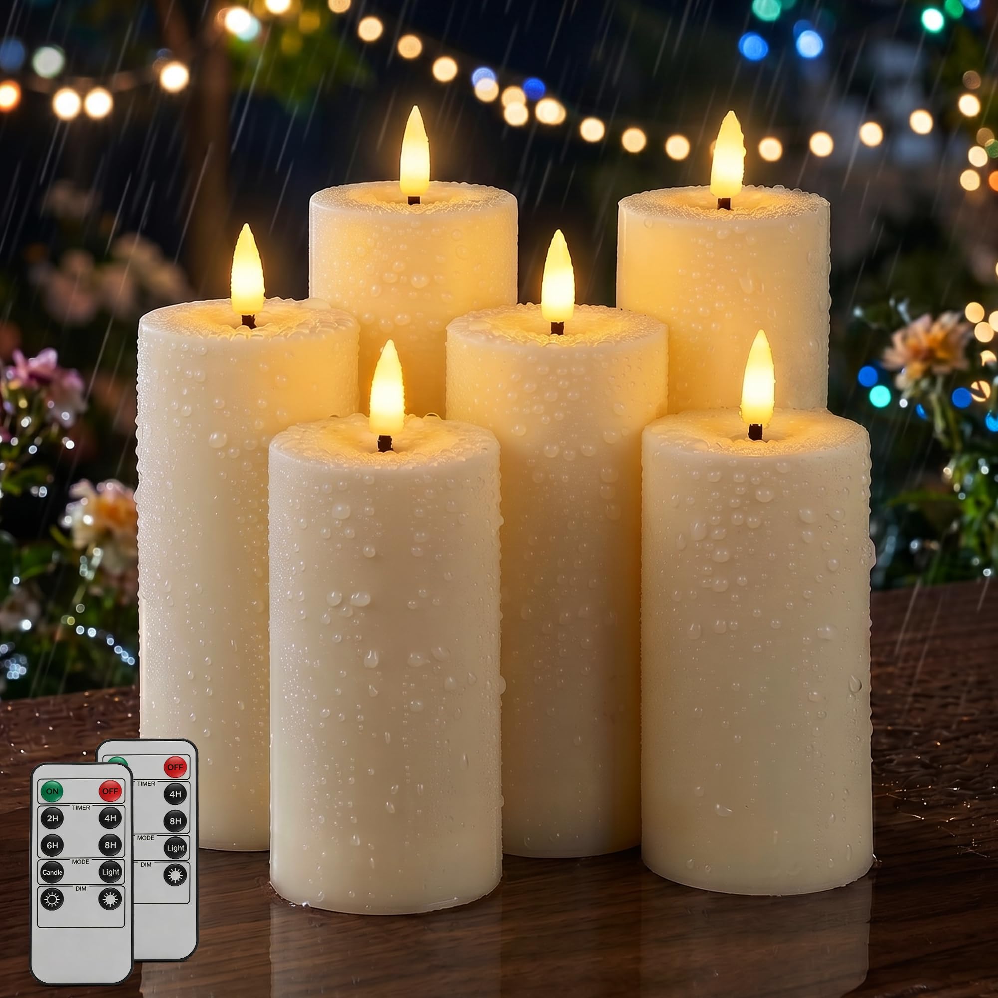 Candele Led Fiamma Oscillante, IP65 (13,5/15/18cm x 5,5cm, 6 Pezzi) | Candela LED Con Timer E Telecomando Candela Senza Fiamma Led Ideali Candele a LED Per Patii, Matrimoni, Soggiorni, Halloween