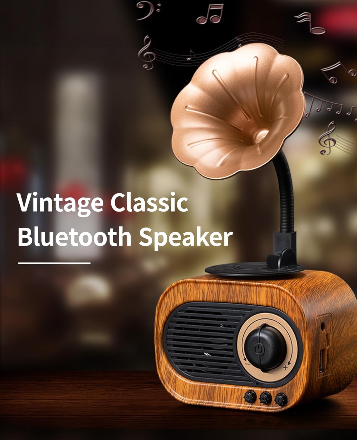 Retro Bluetooth Speaker, 4-in-1 Multifunctional, Vintage Radio Bluetooth Speaker, 5W, 7 Hours Playtime, Black or White