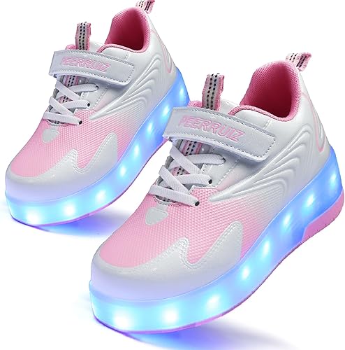 HHSTS Zapatos para niños – Nuevos mejorados con ruedas zapatos de luz LED de colores patines rodantes brillantes zapatos de patinar regalos simples