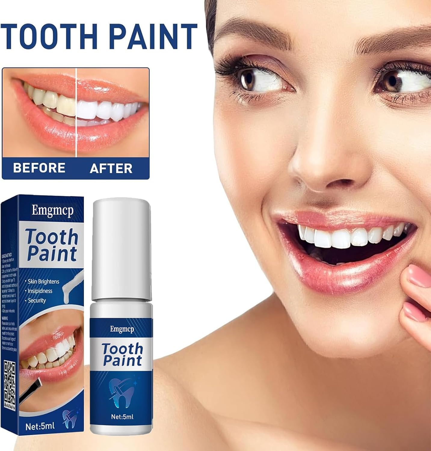Instant White Tooth Paint - Gentle & Safe Teeth Whitening Tooth Paint, Quick & Simple to Use, Portable, Long-Lasting for a Confident Smile (2pc)