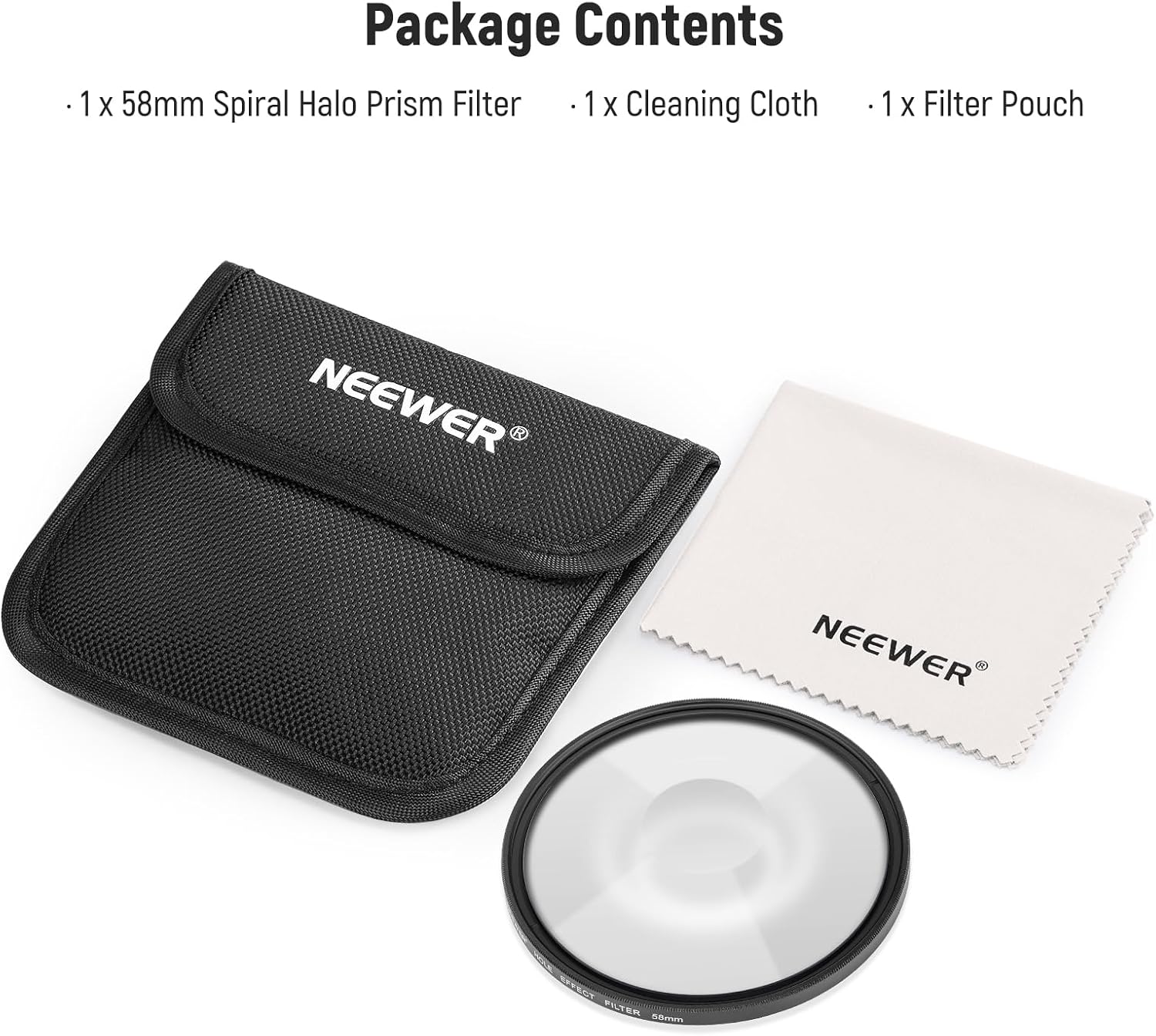 NEEWER 58mm Spiral Halo Camera Lens Filter, Prism K9 Optical Glass Special Effects Filter Photography Camera Lens Accessories with Tunnel Vision Warped Circular Halo Frame Effect