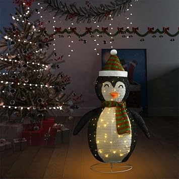 Tidyard Snow Penguin Figure, Black and White Fabric with Steel Base 47.2 Inch Holiday Decoration for Christmas Home and Garden