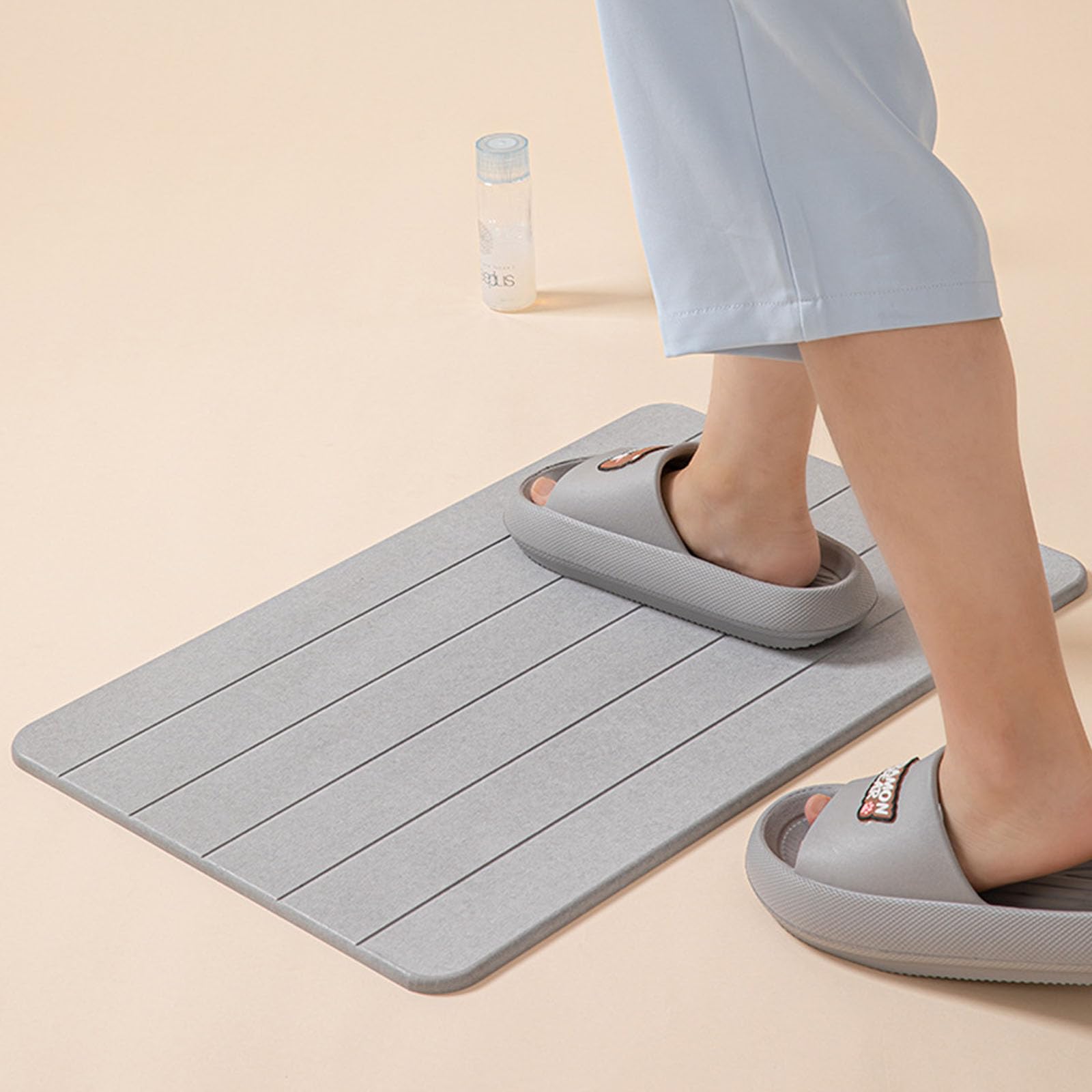 Ofrdncy Bath Stone Mats Diatomaceous Earth Bath Mat Fast Water Drying Super Absorbent Diatomite Mat with Non-Slip for Bathroom,Kitchen Absorbent Pad,Both Sides Available,15.35x23.62inch,Straightline