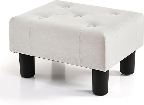 Miniatura 35 de BRIAN & DANY Taburete pequeño para pies, taburetes de cuero para pies con patas, taburete pequeño estable para sala de estar, marrón marrón,