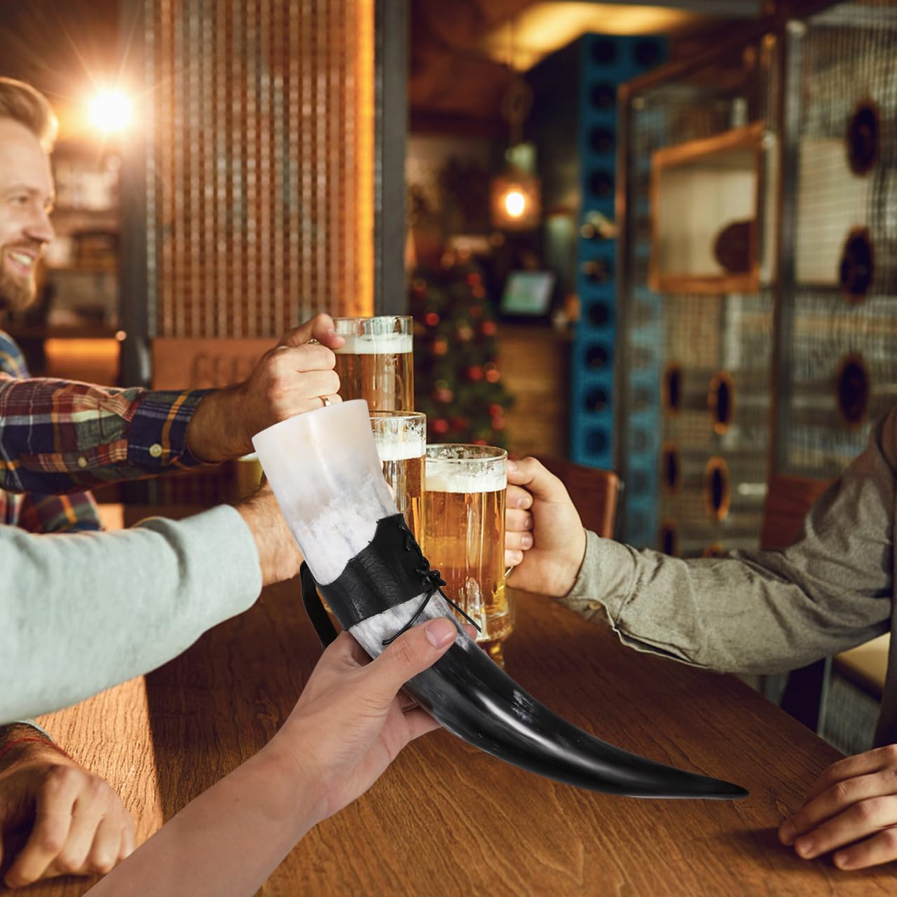 Alipis Tazza Di Corno Di Buffalo D'acqua Grande Per Birra e Vino Decorazione Medievale e Accessori Per Feste Resistente e Portatile
