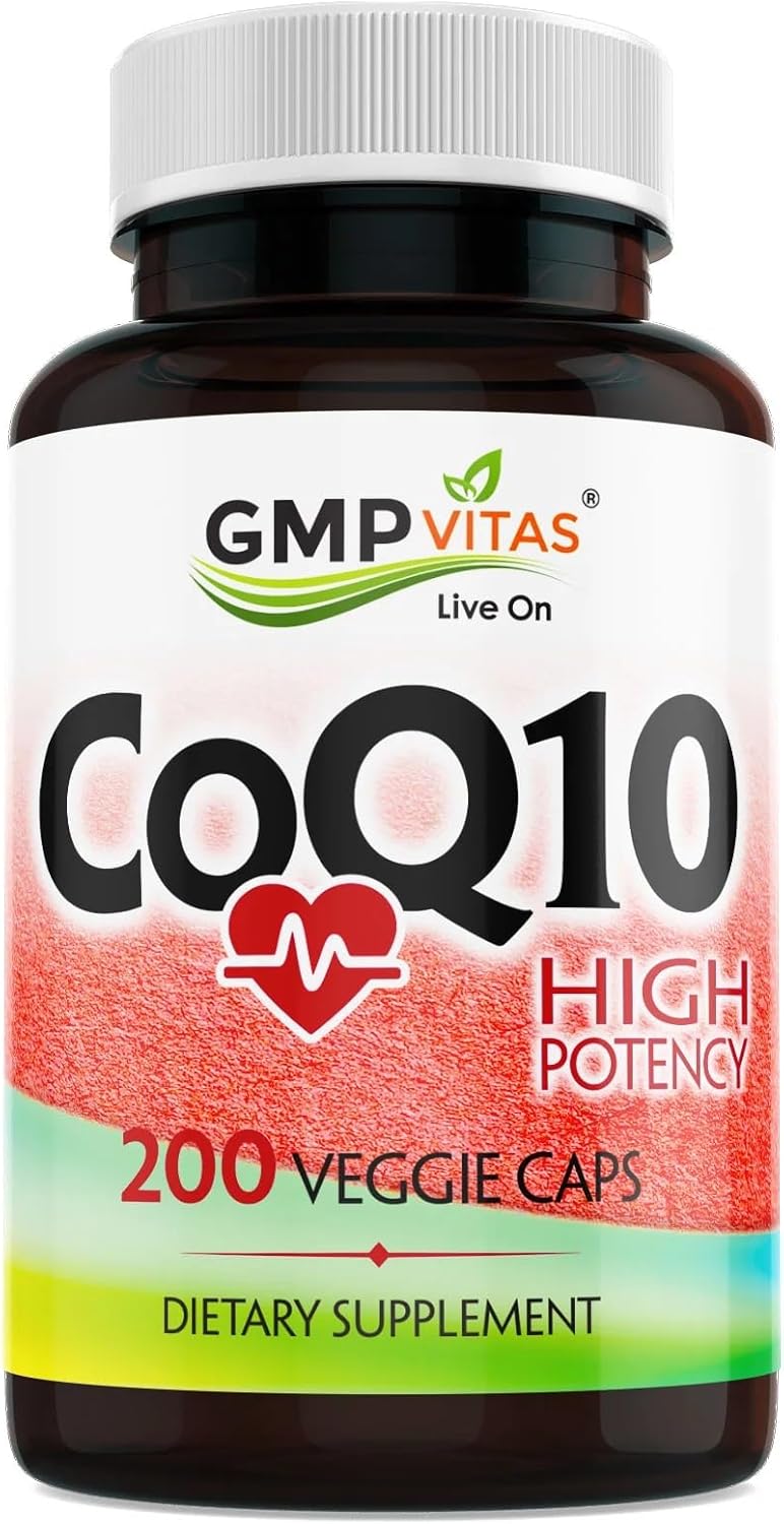 CoQ10 500mg, High Potency Coenzyme Q10 Supplement 200 Vegetarian Capsules (6 Month Supply) Supports Heart Health Energy & Antioxidant Protection Made in USA