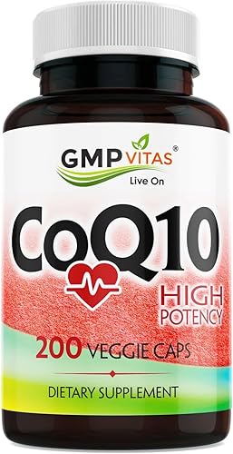 CoQ10 500 mg, suplemento de coenzima Q10 de alta potencia, 200 cápsulas vegetarianas (suministro para 6 meses) apoya la salud del corazón, energía y