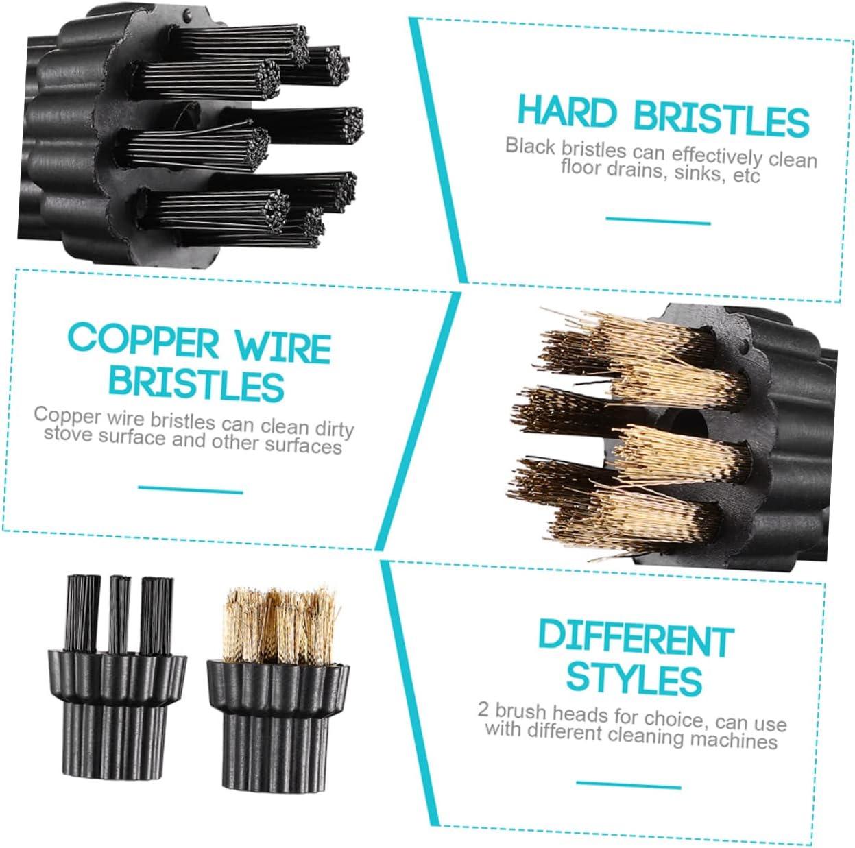 GALPADA 12pcs Replacement Brush Heads for Household Steam Cleaning Machines Multi Purpose Rotary Wash Brush with Hardness for Decontamination and Stubborn Dirt Removal Compatible with