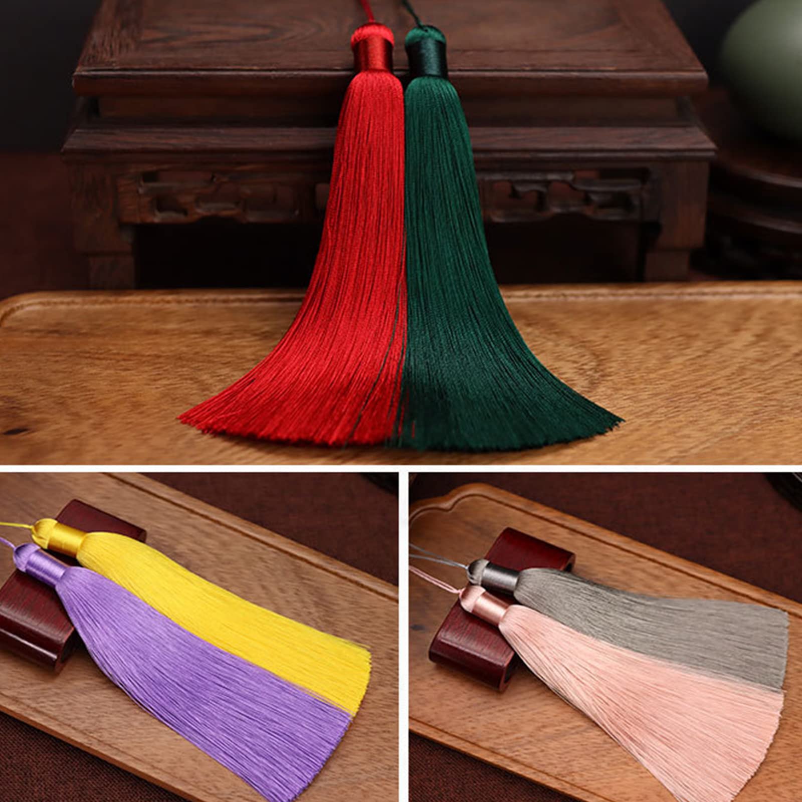 Quasten Chinesische Schwertquaste, Quasten, weiche handgefertigte Quasten mit Kordelschlaufe zur Herstellung von Souvenirs, DIY-Bastelzubehörprojekten, Lesezeichen, Pink(Yellow)