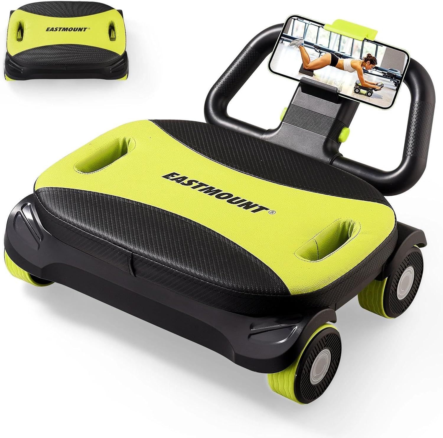 EASTMOUNT Ab Roller Wheel with Elbow Support - Automatic Rebound Core Trainer for Belly Fat Burn, Stability for Men & Women Home Gym