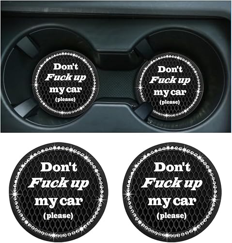 2 posavasos brillantes para automóvil, 2.75 pulgadas, antideslizantes, con diamantes de imitación, tapete para bebidas automáticas para mujeres y