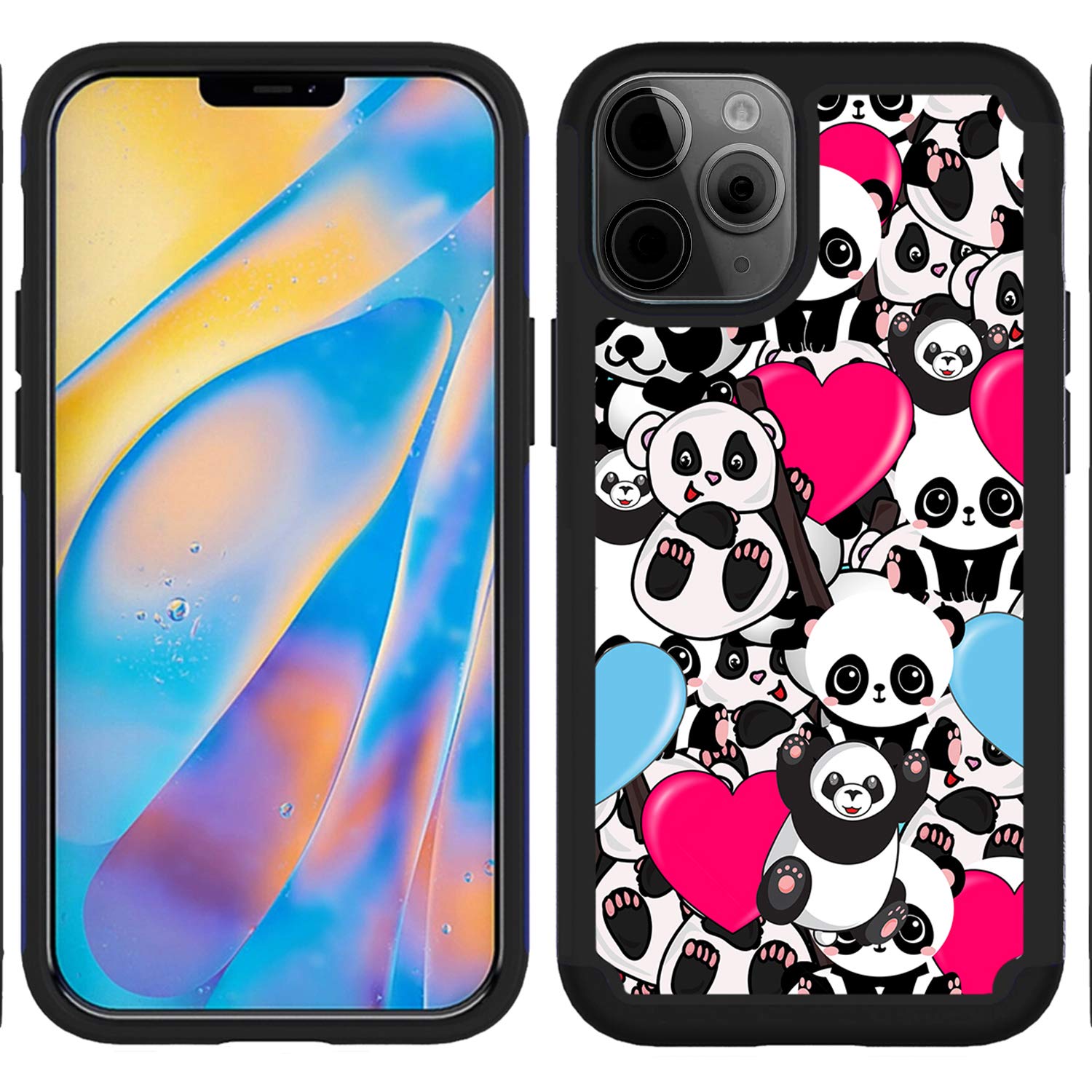 OptiCase iPhone 11 Pro Case - Panda Pattern Printed Designer Hybrid Shockproof Unique Heavy Duty Case with Great Protection
