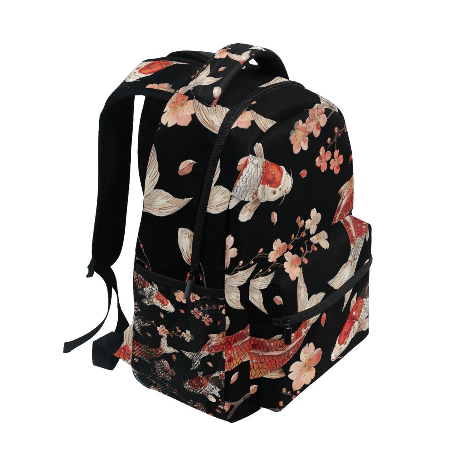 Fiori Di Pesce Koi Elegante Nuoto Zaino Scolastico per Ragazzi Ragazze,Borse per Libri e Studenti Alla Moda