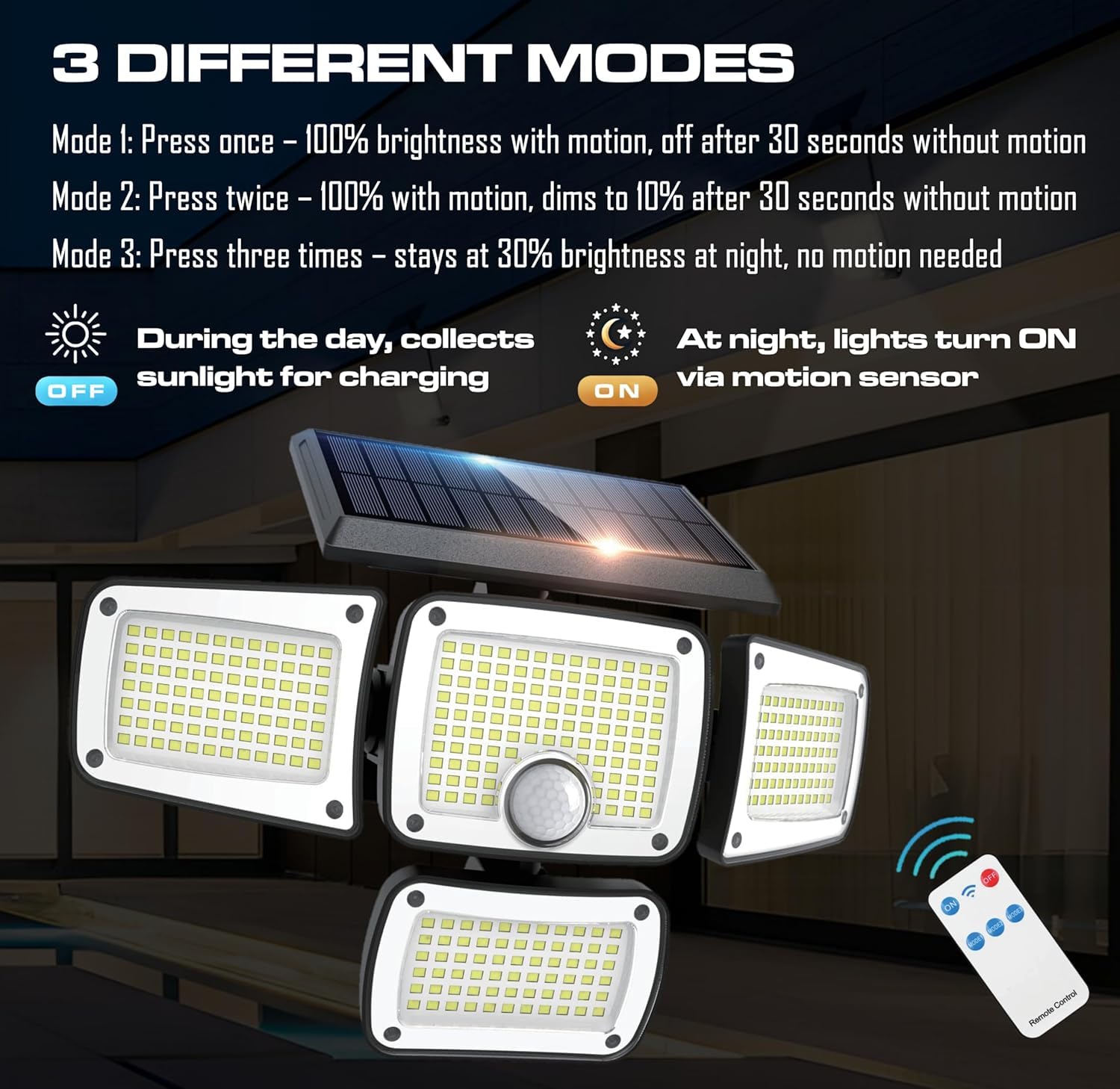 Lampe Solaire Avec Détecteur De Mouvement, Lampe Exterieur Solaire Detecteur De Mouvement, Lumiere Solaire Exterieur Detecteur De Mouvement, Eclairage Solaire Exterieur Avec Detecteur (Pack 3)