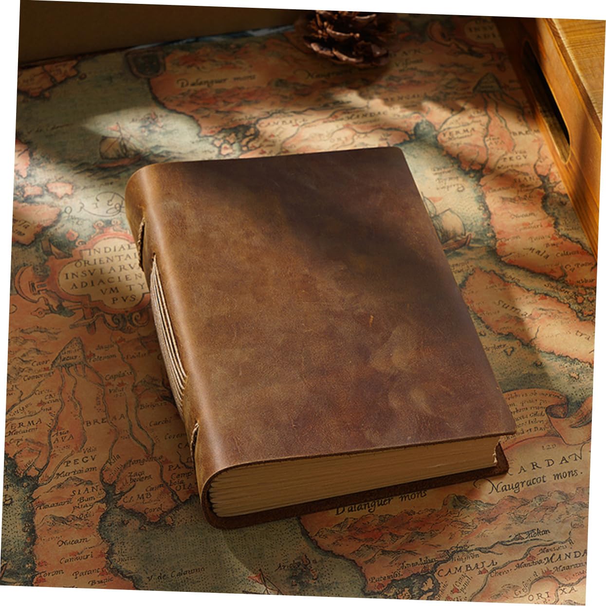 ABOOFAN Quaderno Vintage in Pelle Bovina Marrone, Protegge Pagine | Pagine Interne Ispessite, Carta per Studenti e Ufficio, Stile Semplice Elegante