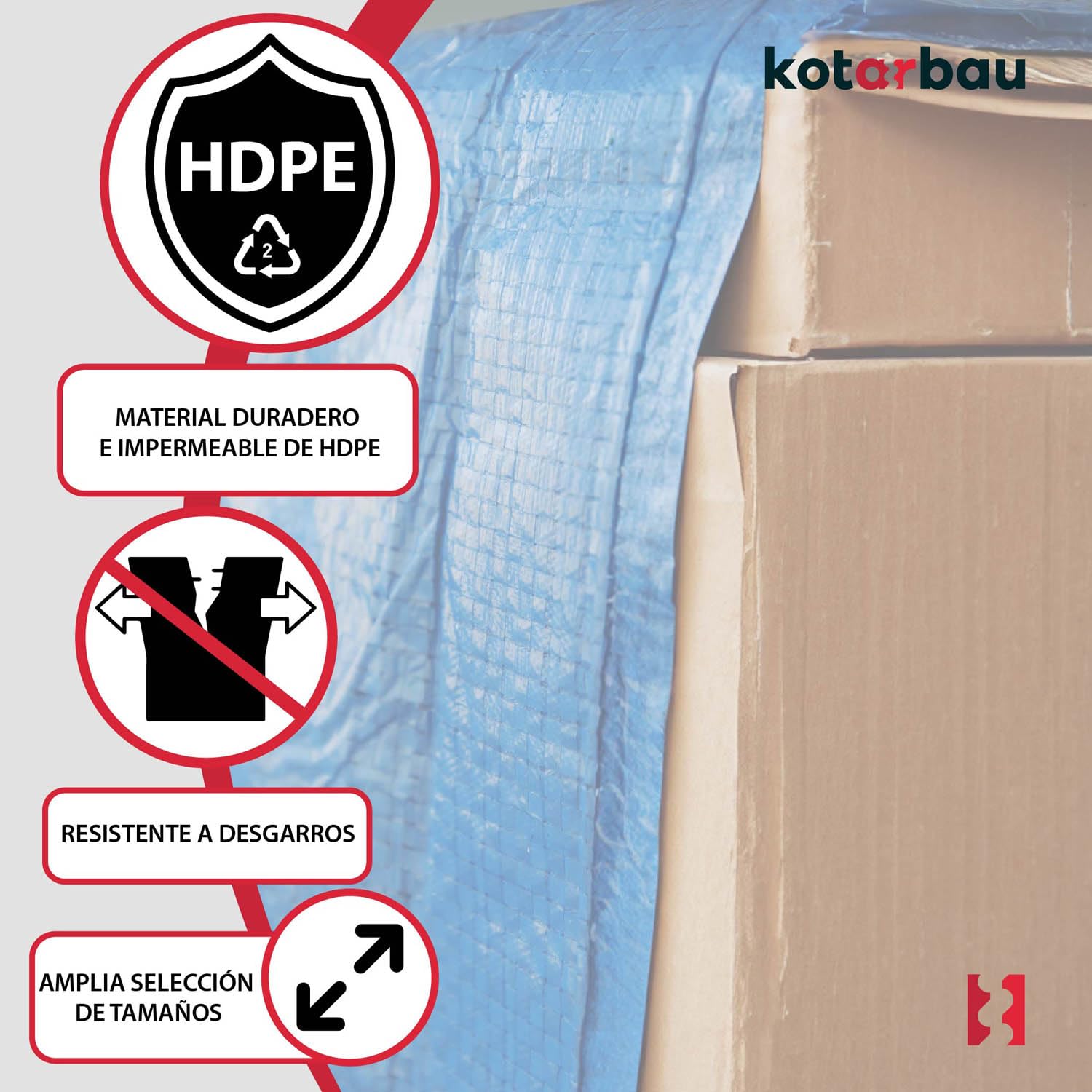 KOTARBAU® Lona Impermeable Exterior - Polietileno - 6x8 m - Azul - 75 g/m2 - Lona Suelo Piscina - Cubierta Reforzada con Ojales - Cubierta de Protección para Jardín - Resistente - Universal