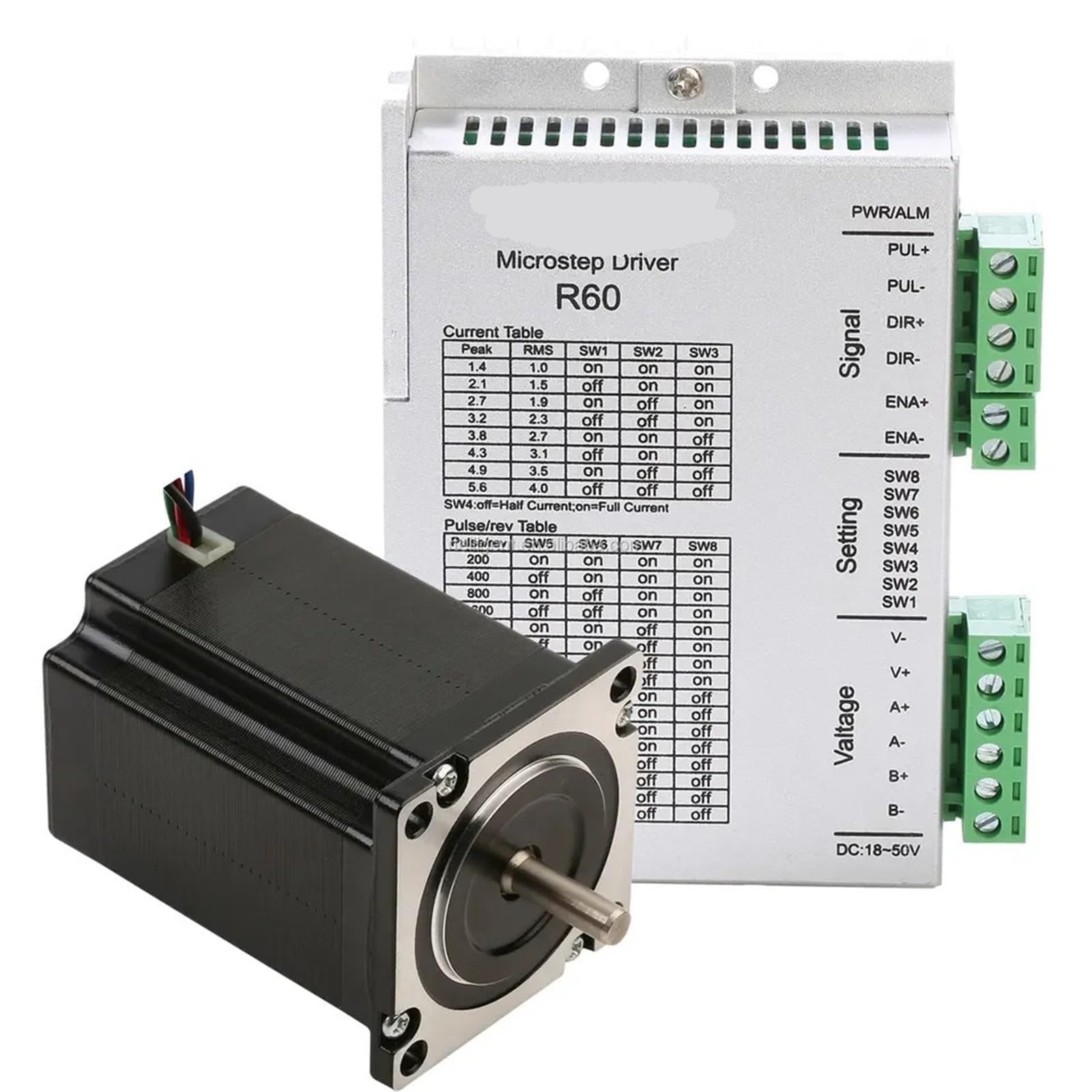 57 mm 2-phasig 1,3 Nm ~ 3 N.M Schrittmotor-Set mit 23 Schrittmotoren, computergesteuerter numerischer Steuerung, Schrittmotortreiber, R60-Kit(3nm R60 D57AM30 KIT)