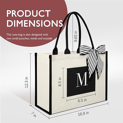 Miniatura 3 de IDEATECH Bolsa de lona para mujer, regalos de cumpleaños personalizados para mujeres, bolsa de playa con monograma ideal para bodas, vacaciones