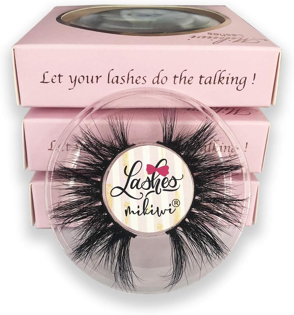 mikiwi Mink lashes 3 Pairs Eyelashes D384-3 , Real Mink Eyelashes, Fluffy Mink Lashes, Thick HandMade Full Strip Lashes, Cruelty Free Luxury Makeup Dramatic Lashes, 20mm 3D Mink Lashes