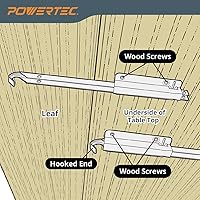 Vista 2 de POWERTEC Soportes de mesa Drop Leaf – Juego de 2, soporte de mesa de metal plateado, soporte fuerte y estable, soporta 50 libras cada uno, acero