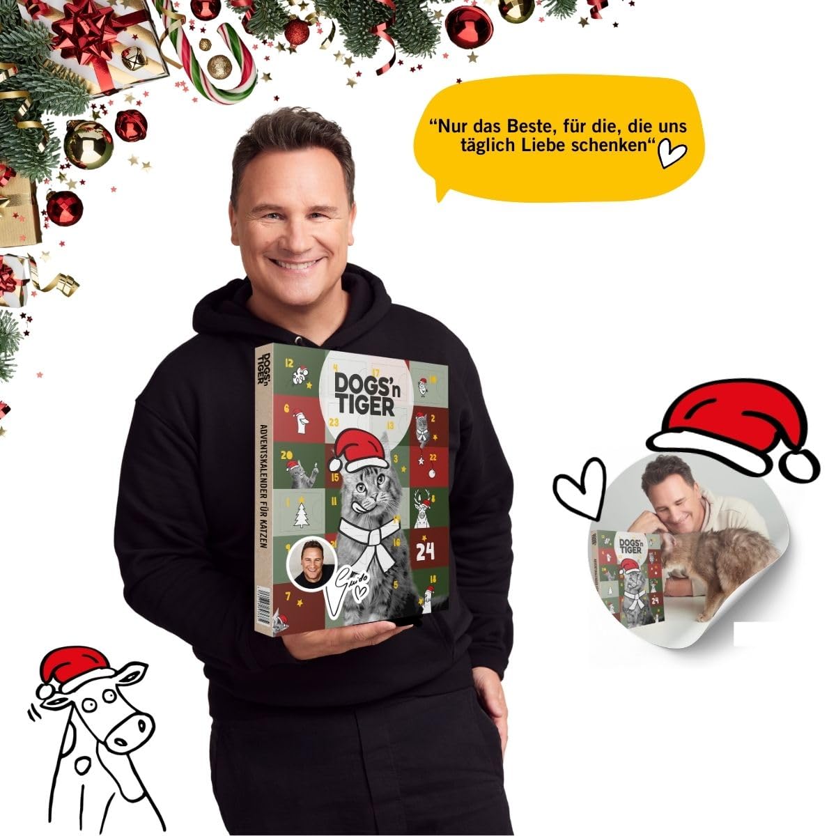 Dogs'n Tiger- Guido Maria Kretschmer – Caja de Navidad Gato "Atún y Camarones" | Edición de regalo limitada con comida húmeda premium | Alto porcentaje de carne y pescado | Sin cereales, sin azúcar