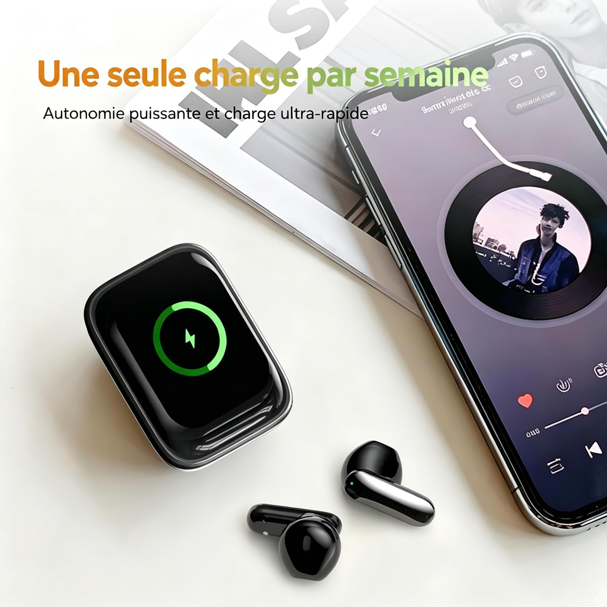 NE48 AI - Auriculares traductores instantáneos con 165 idiomas, Bluetooth 6.0 con pantalla táctil deslizante, 8 modos de traducción, autonomía de 60 h, auriculares para viaje, reunión, estudio