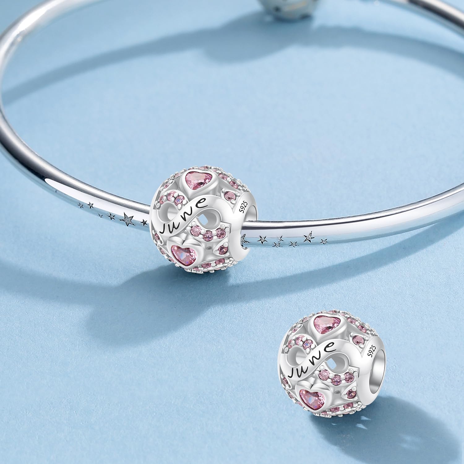 MICOO 925 Sterling Silver Jan-Dec Birthstone Charms For Bracelets and Necklaces, Original DIY Bead Charms With Cubic Zirconias Jewelry Birthday Gifts For Women. - Image 2