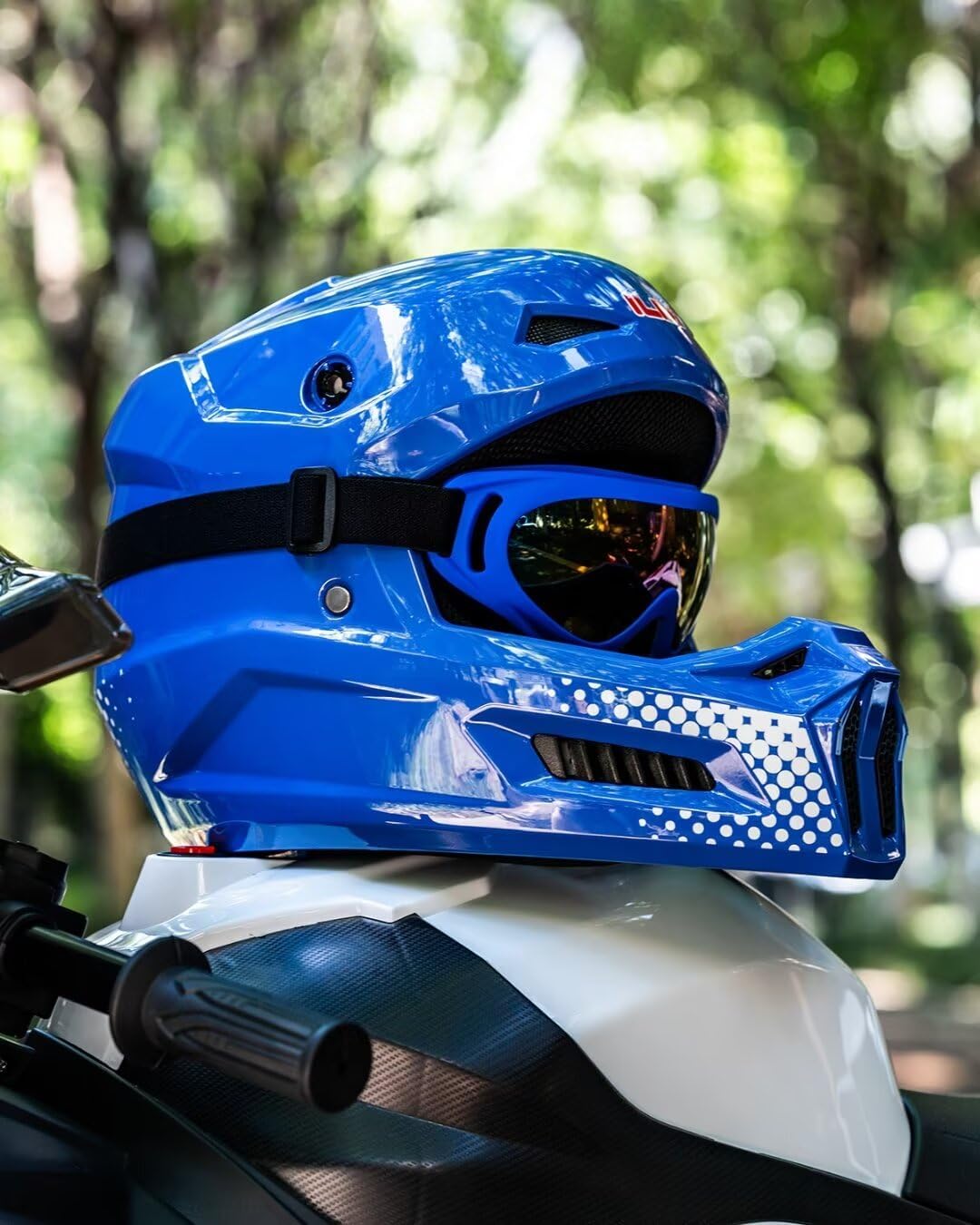 ILM Youth Dirt Bike Helmets Kids ATV Helmet Motorcross BMX Off Road Motorbike with Goggles Gloves Mask DOT Model MT601Y (Popart Blue, Youth-Large)