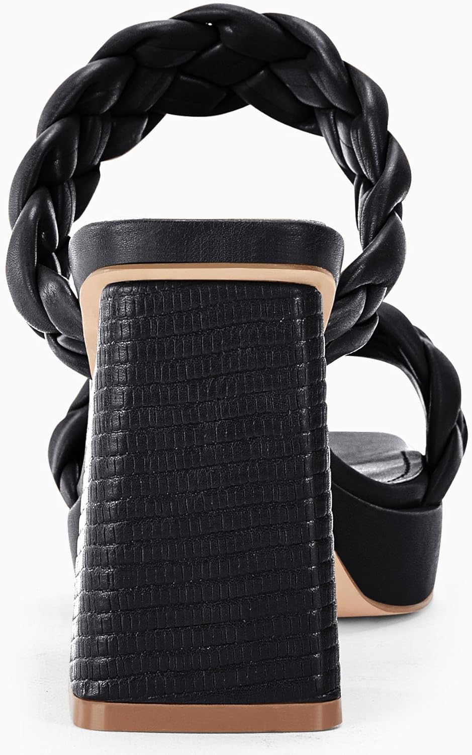 Coutgo Womens Platform Heels Chunky Heel Braided Heeled Sandals Slip on High Mules Party Summer Dress Shoes - Image 6