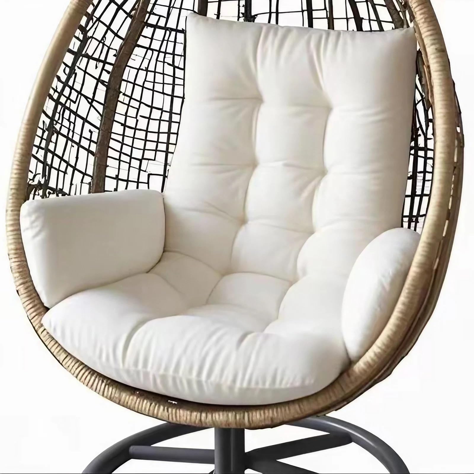 TYYCKJ Egg Chair Cushion, Thickened Polyester Pad for Wicker Swing and Hanging Chairs(White)