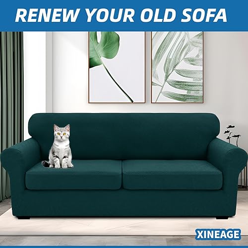 Vista 96 de XINEAGE Funda reclinable de 4 piezas de jacquard elástica con bolsillo, protector de silla reclinable lavable para niños, mascotas, perros y gatos