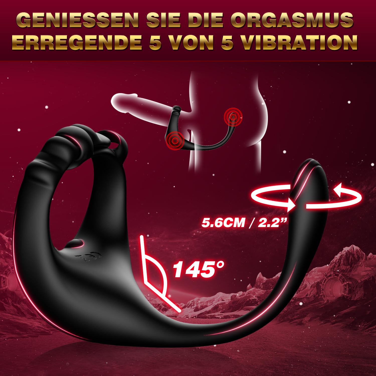 Estimulador Prostata Vibradores Para Hombres Plug Anales,con Vibración Juguetes Sexuales hombre Consolador con 10 Modo, Masajeador Prostata Estimulación Anillo Vibradorador Anal Vibrador con Mando