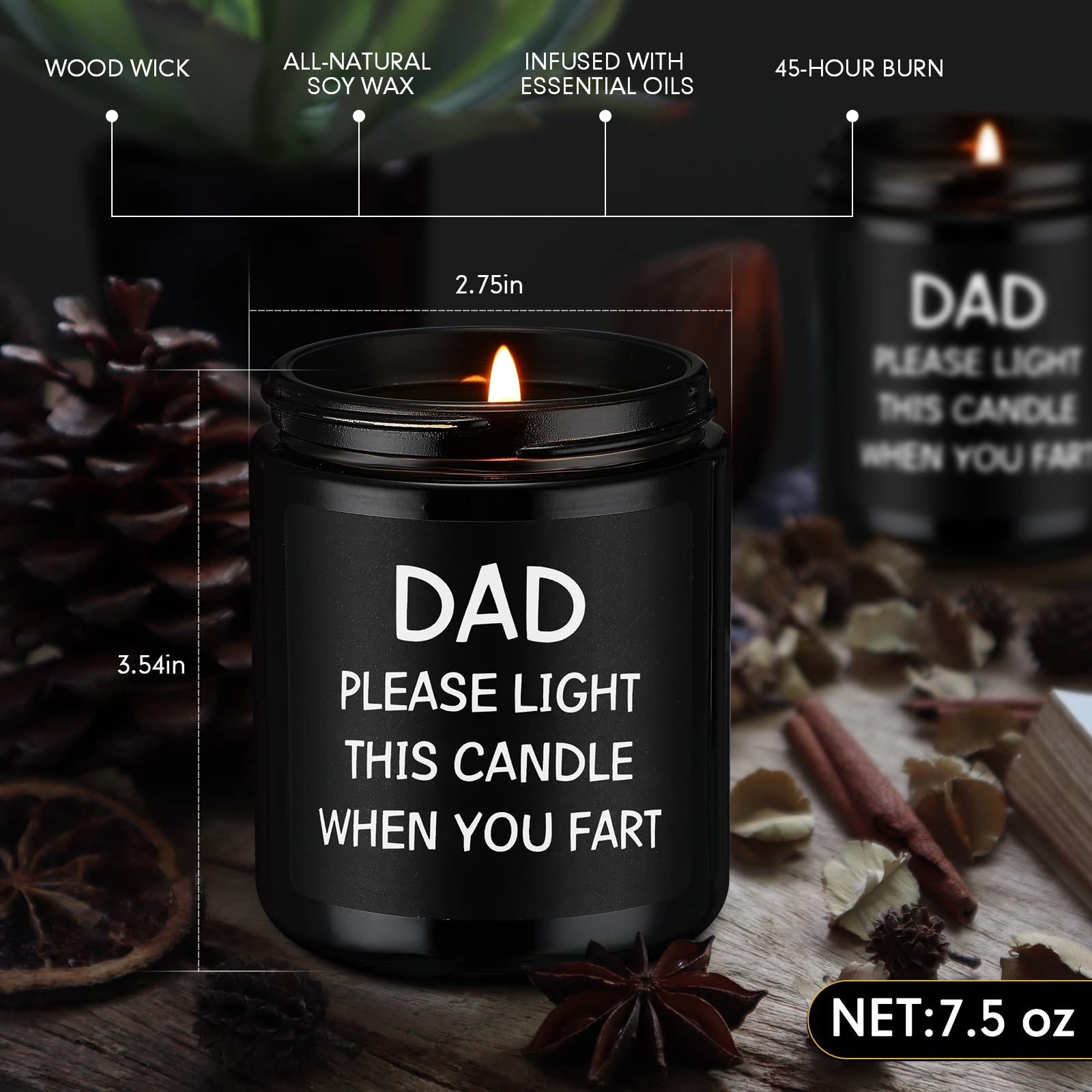Dad Gifts from Daughter Son,Fathers Day Birthday Gifts for Dad Father in Law Him Bonus Daddy,Funny Scented Candle Gift for Daddy