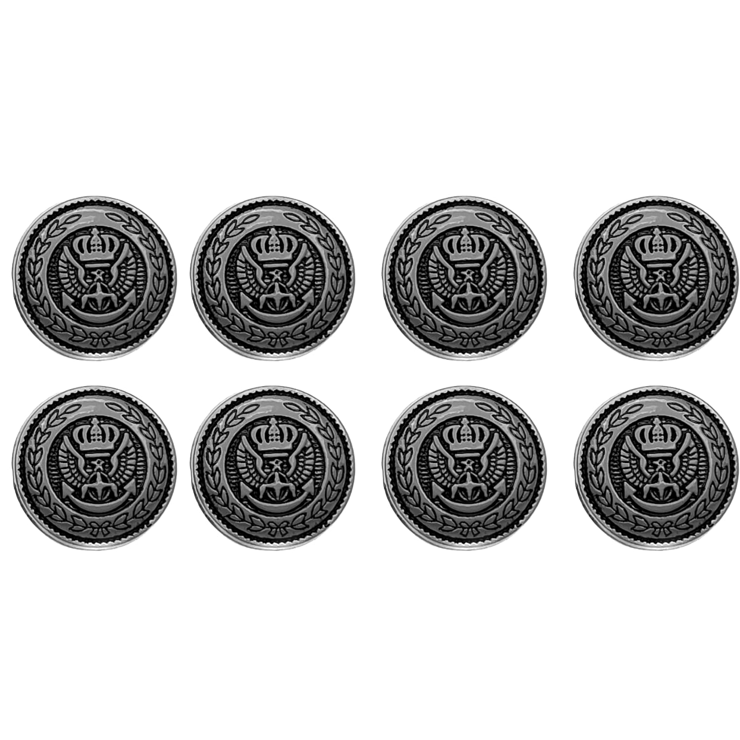 Ani Accessories 3D Crown Metal Shank Button Square Shape for Coat Blazer Suit, Sherwani, and Bandhgala Indian Dresses Sports Coat Uniform Jacket (Pack of 8 Small, Antique Silver)-picture-10