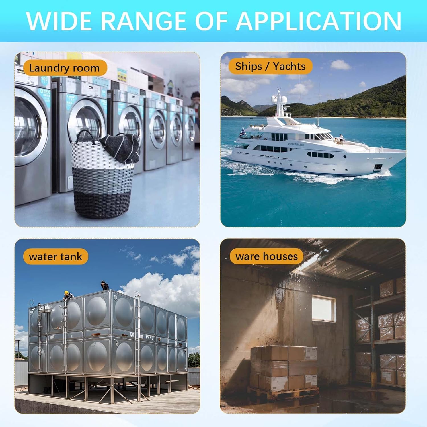 Professional Water Leak Alarm, Water Leak Detector with Dual Probes, 120dB Adjustable Audible/Visual Alarm, 33FT Cable, All-Metal Industrial for Sump Pump/Basement/Septic Tank/Well/Factory/Warehouse