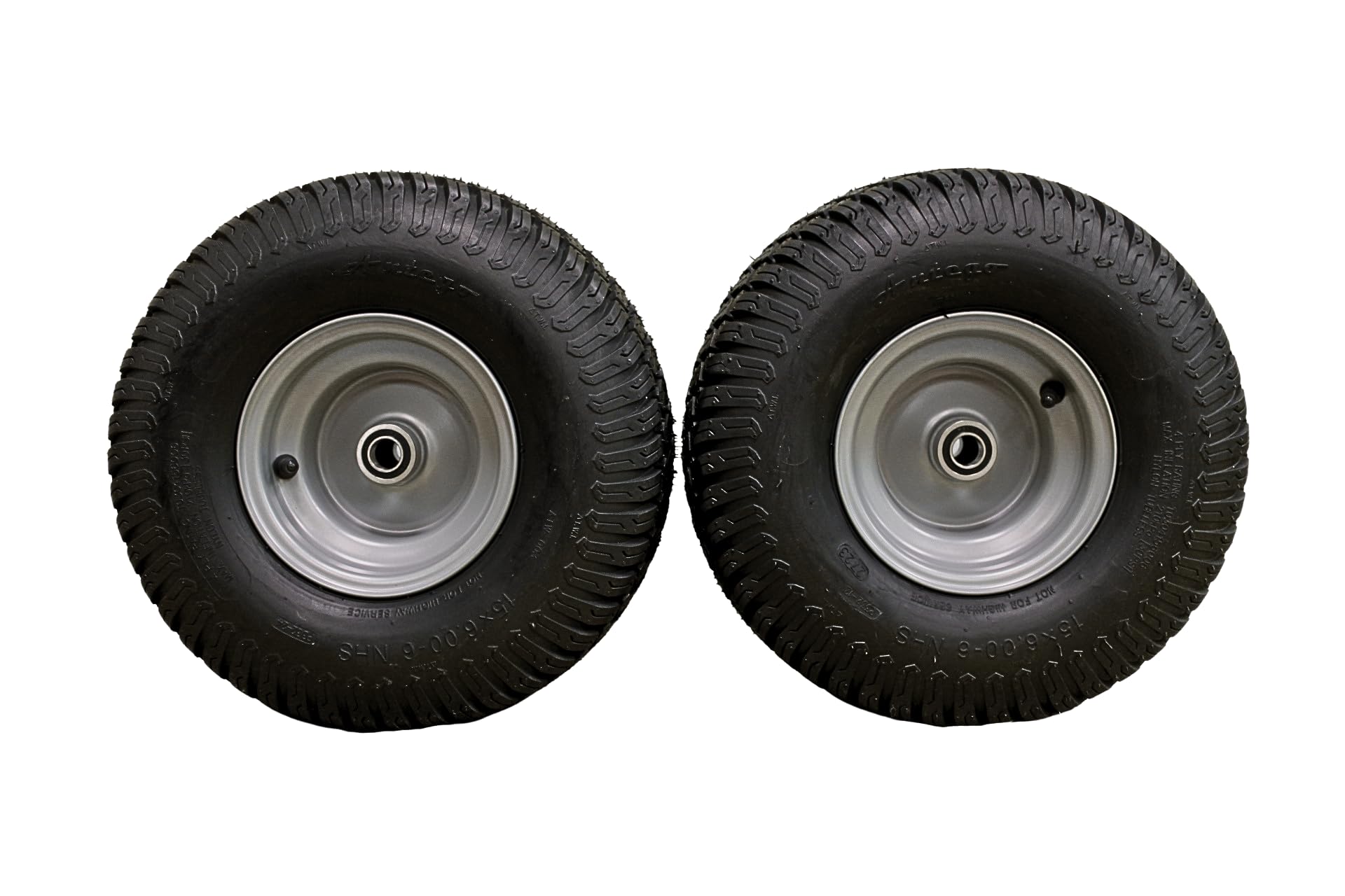 (Set of 2) 15x6.00-6 Tire Wheel Assy .75" Bearing Compatible With Husqvarna/Poulan