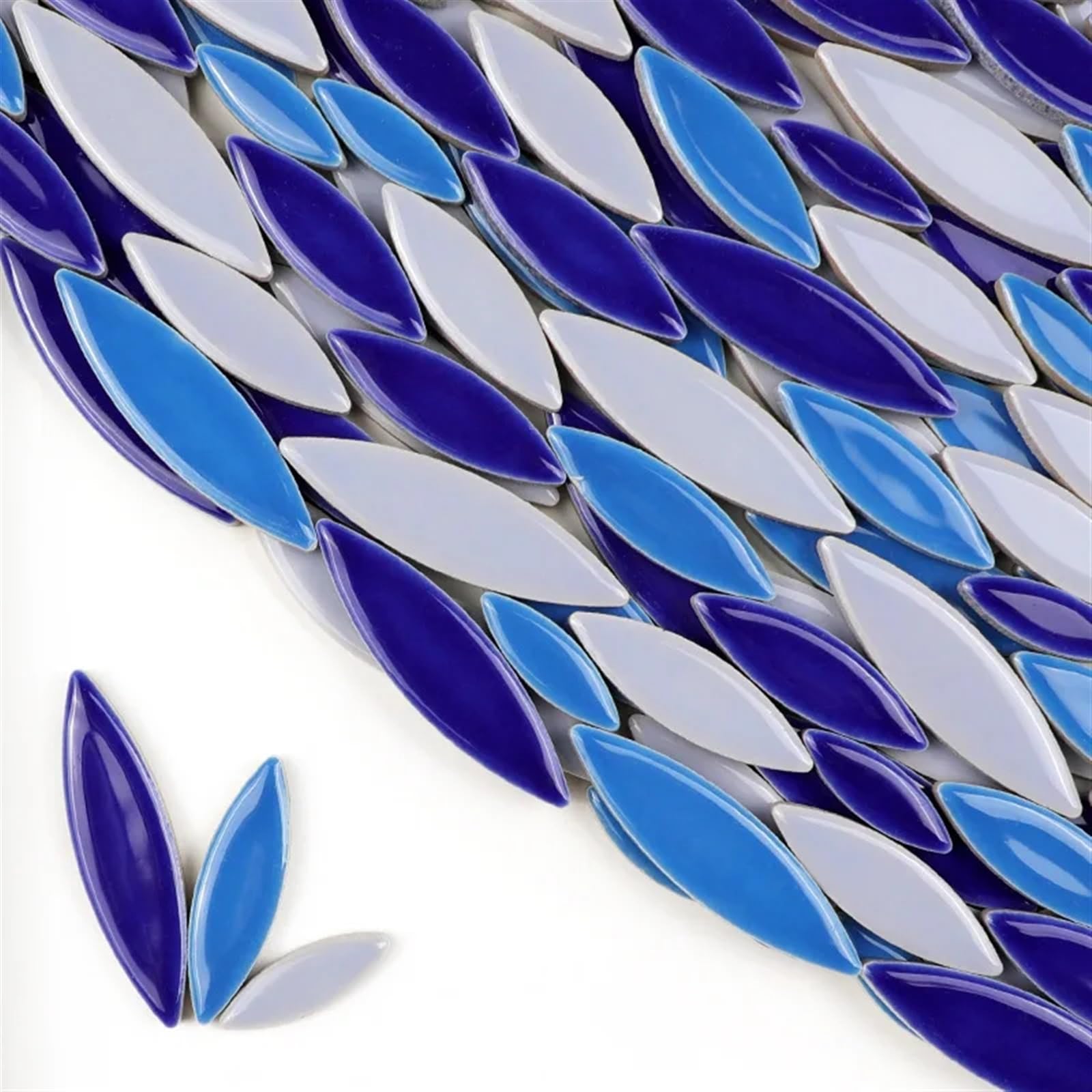 Ceramika Mozaiki Liść Wierzby Multikolor Wiele Rozmiarów Grubość 4mm 510g(Blue Mix 2)