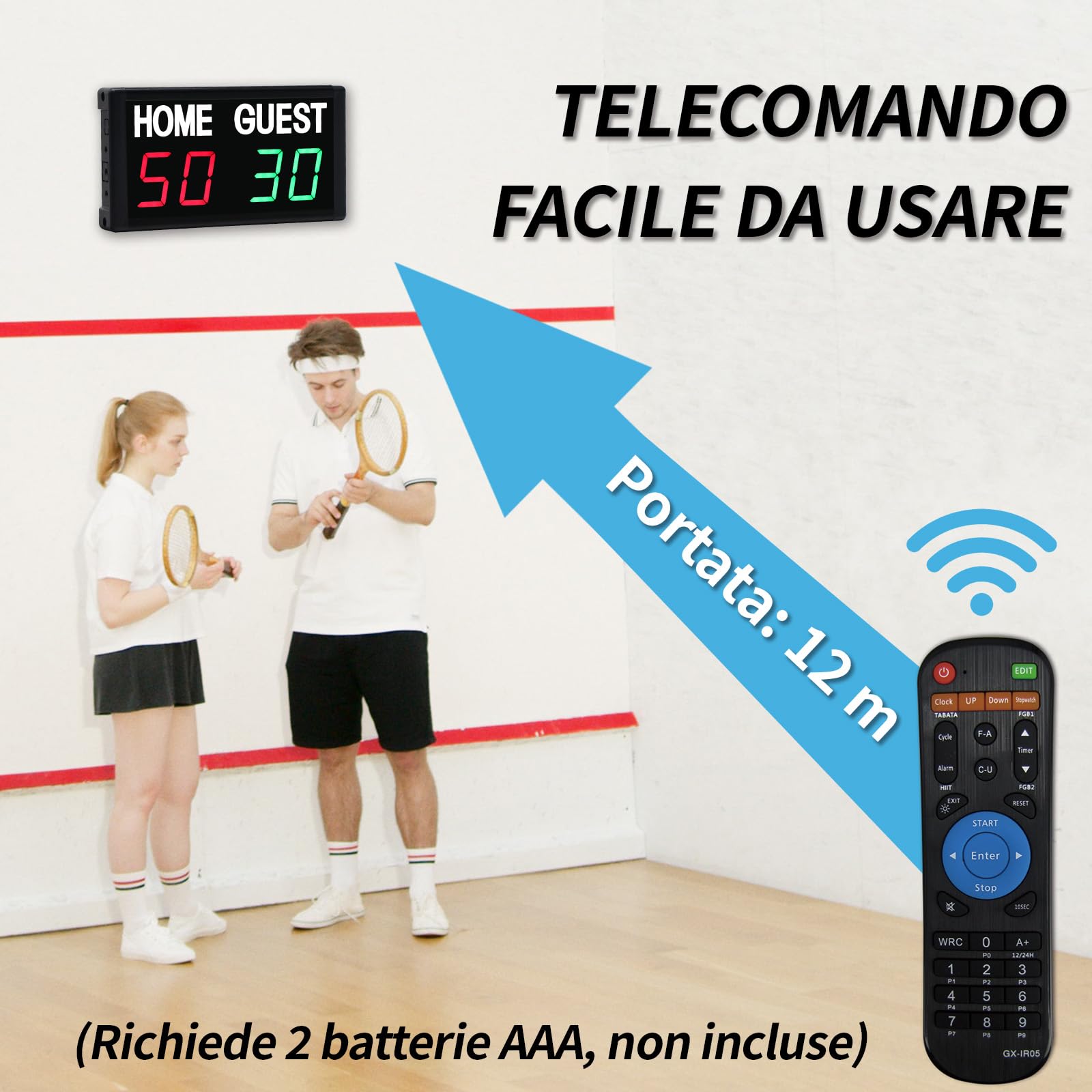 Tabellone Segnapunti Digitale, 1,8" Tabellone Segnapunti Elettronico Sportivo con Telecomando per Pallavolo, Tennis, Baseball Sportivo Indoor e Outdoor
