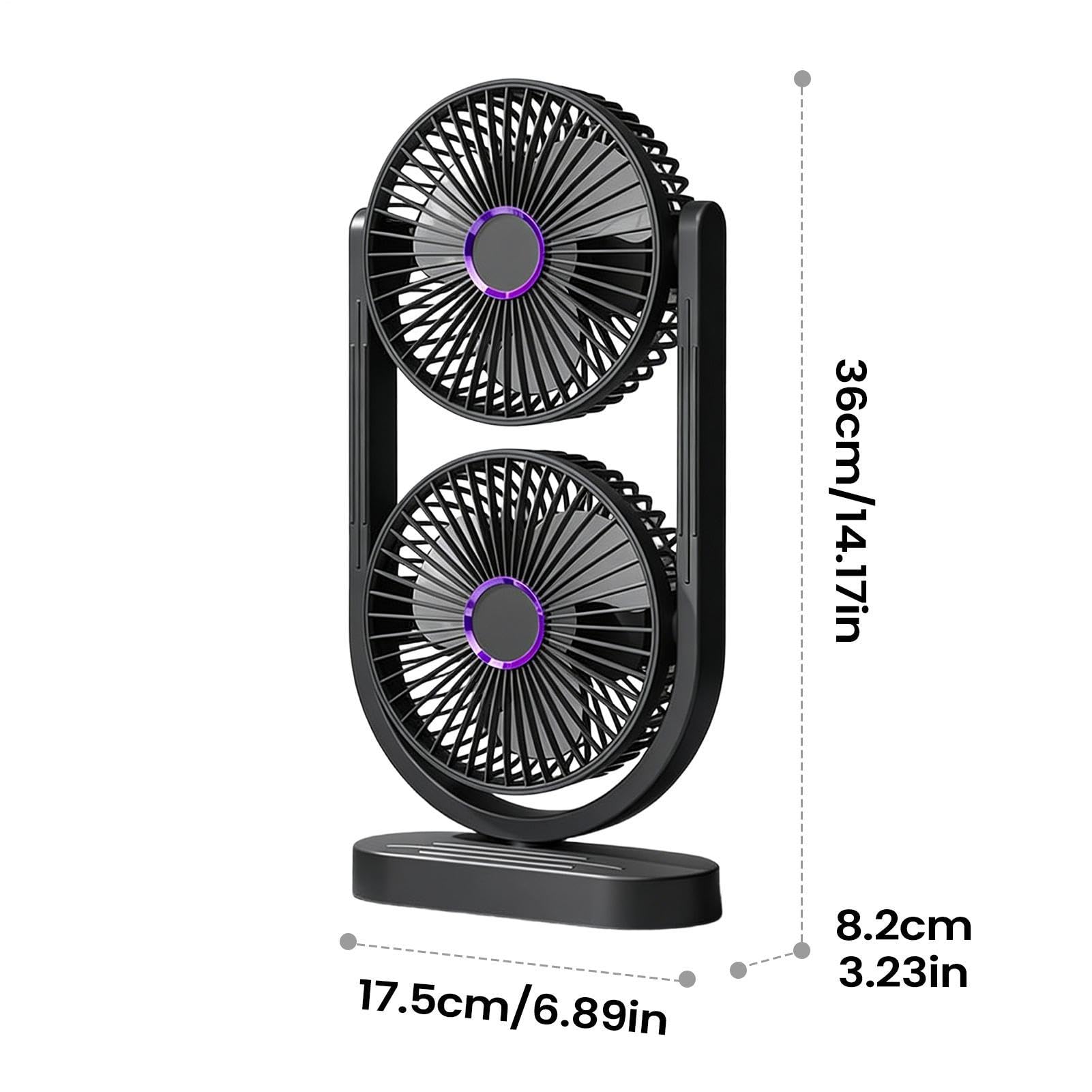 Ventilador de Mesa Silencioso Doble cabezal recargable refrescante y | ventilador de sobremesa para verano y refrigeración de escritorio para apartamento dormitorio salón cocina oficina