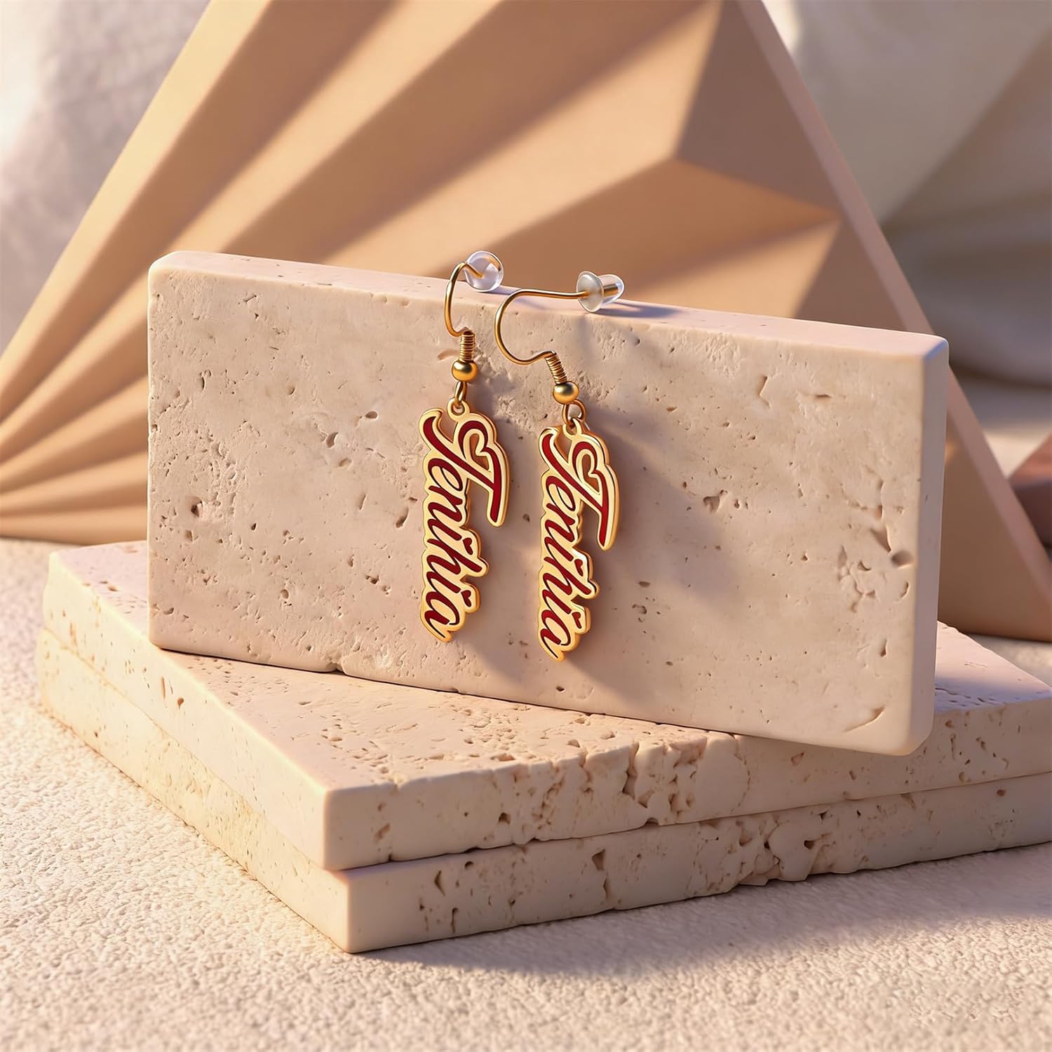 LucySky 18K Gold Plated Sterling Silver Personalized Name Earrings Dangle Name Earrings Valentine's Day Bridesmaid Christmas Mother's Day Gifts