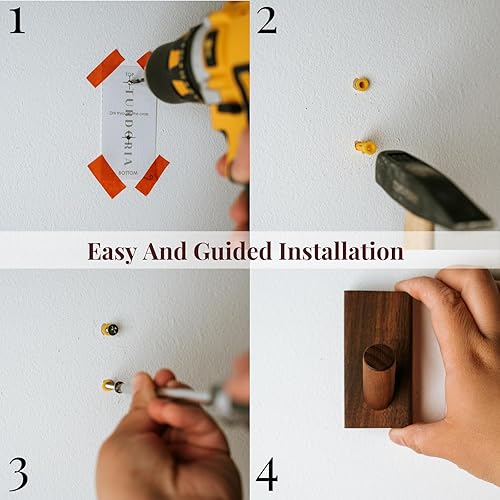 Miniatura 5 de Paquete de 4 ganchos de pared de madera para colgar, ganchos decorativos para colgar abrigos, ganchos para toallas, ganchos de pared para colgar