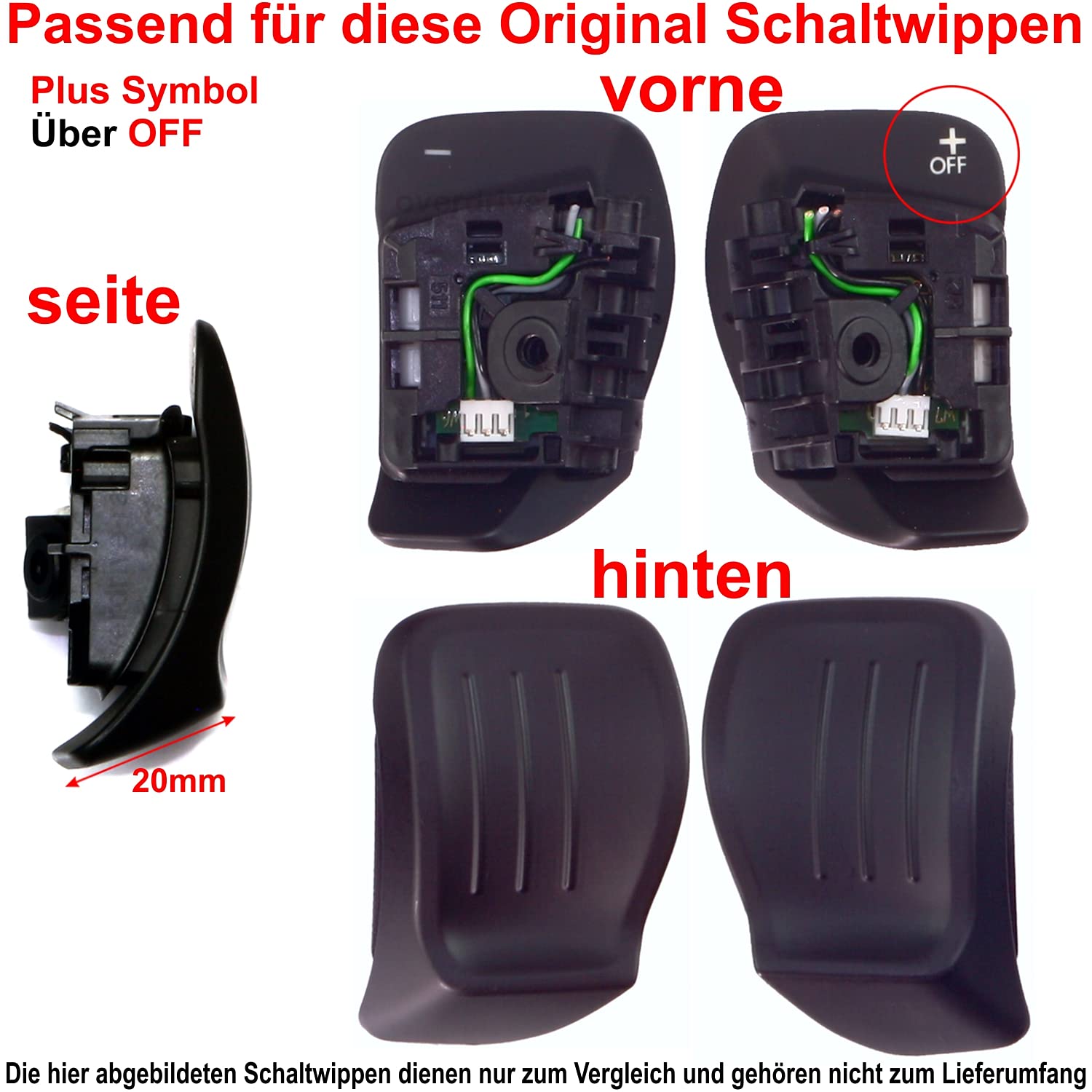 Overdrive-Racing Schaltwippen Verlängerung Kompatibel mit VW Golf 5 Golf 6 EOS Jetta 5 Passat Polo 6r Scirocco 3 Alu Schwarz Eloxiert Typ-A