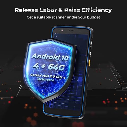 Miniatura 4 de MUNBYN Escáner de código de barras Android con pantalla grande PDA Android 10 de 5.7 pulgadas, escáner de código de barras QR 2D 1D, computadora